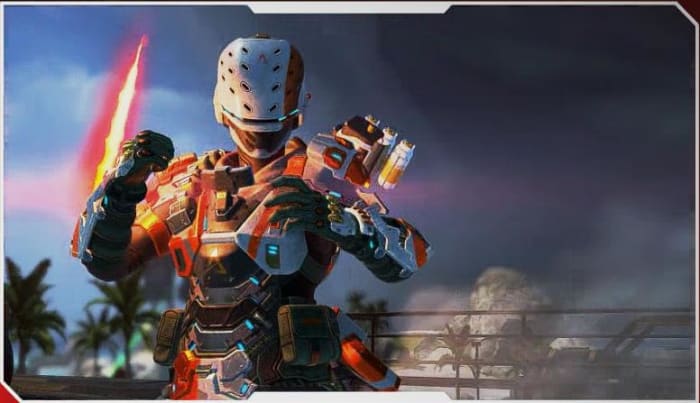 Bangalore's Prestige Skin Finisher in Apex Legends.